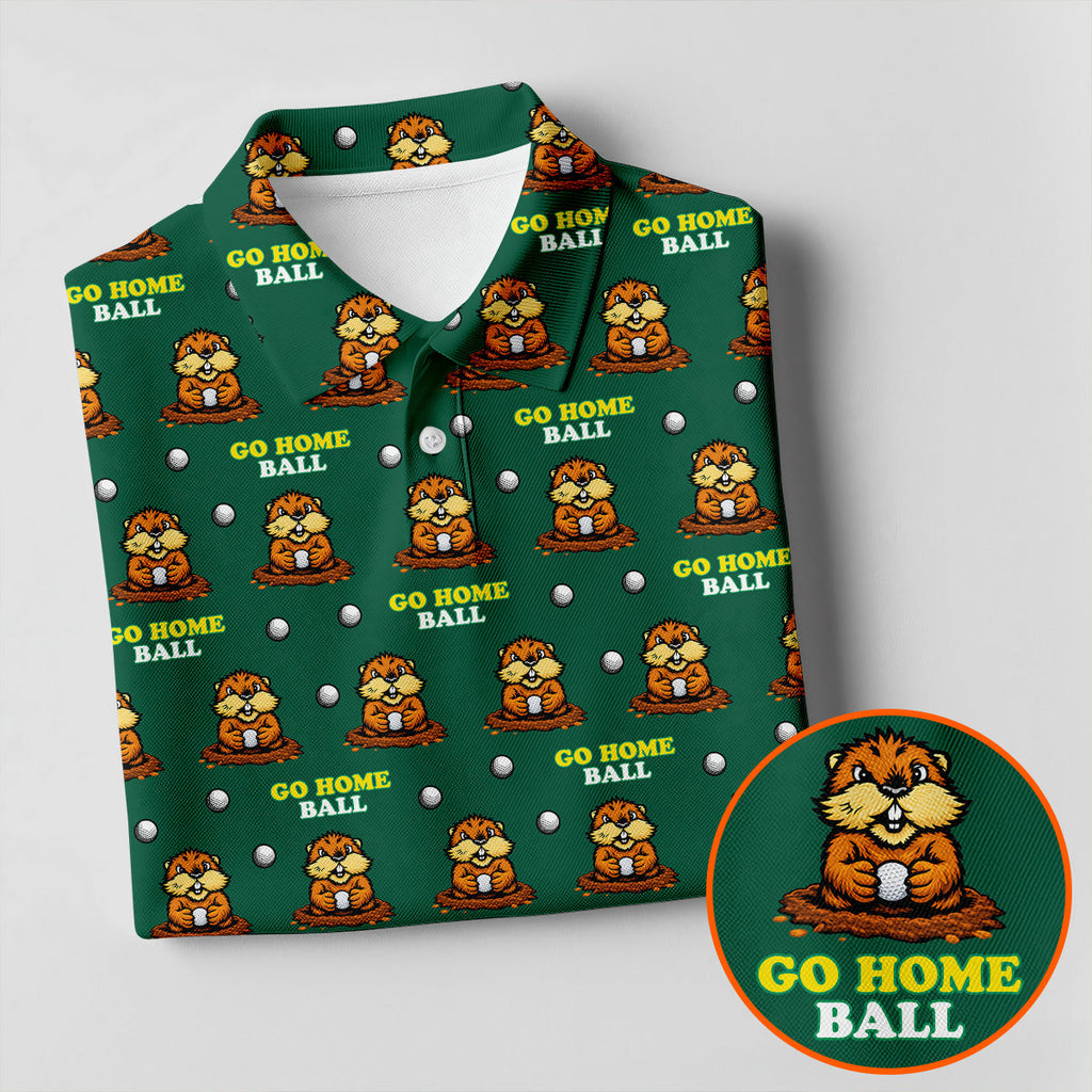Go Home Ball Funny Groundhog Men's Golf Polo Shirts, Golf Shirts For Men, Polo Shirts For Men