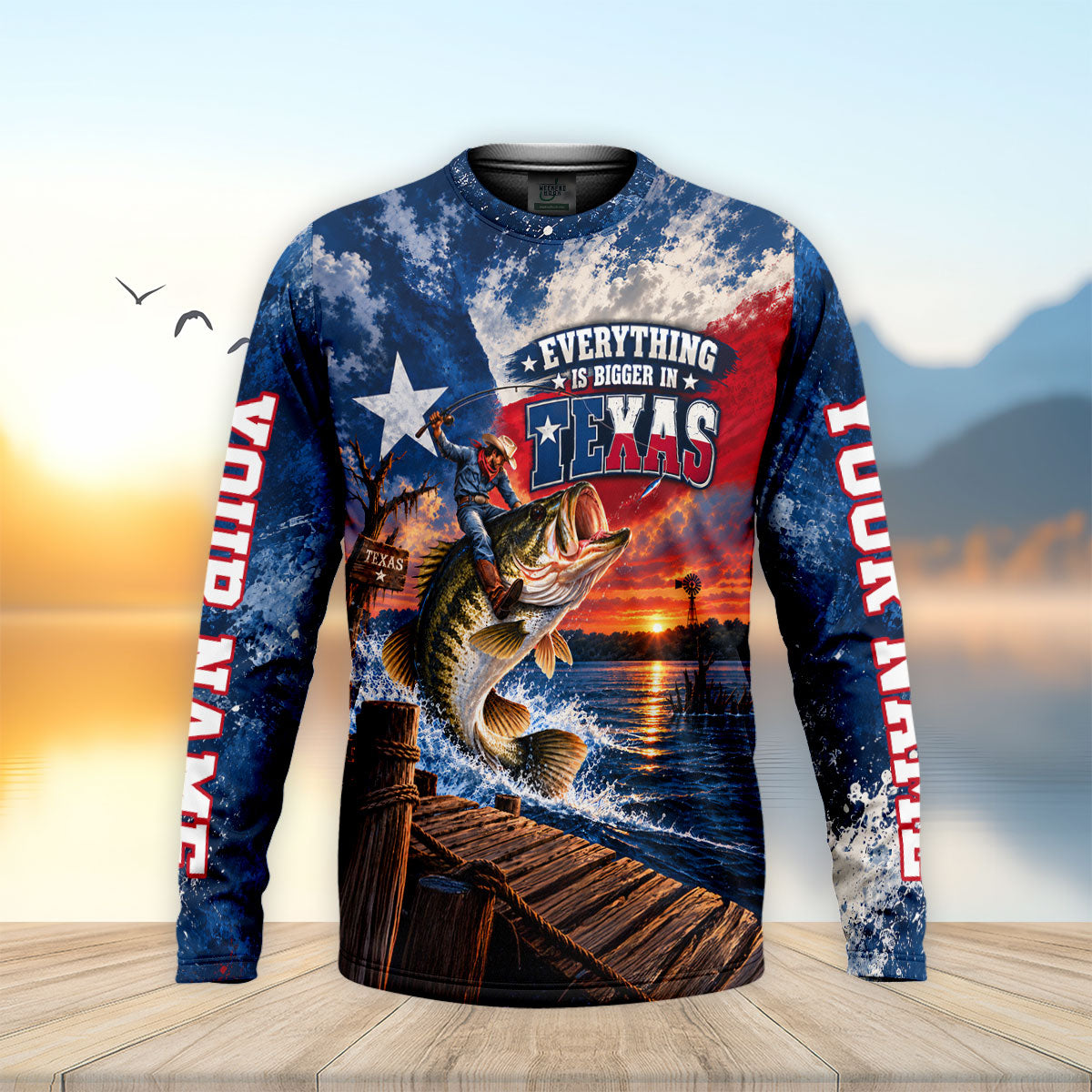 Everything Is Bigger In Texas Bass Fishing UPF Shirt, Mens Fishing Shirt, Fishing Apparel
