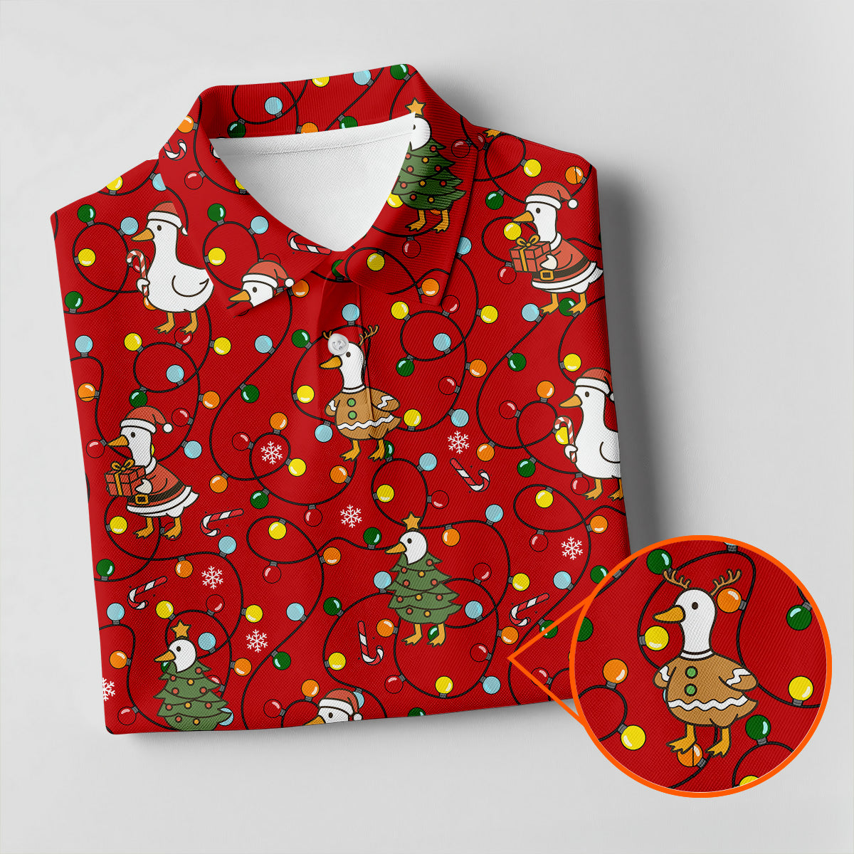 Funny Duck Merry Xmas Red Golf Shirts, Gifts For Golf Lovers, Polo Shirts For Men, Golfing Apparel