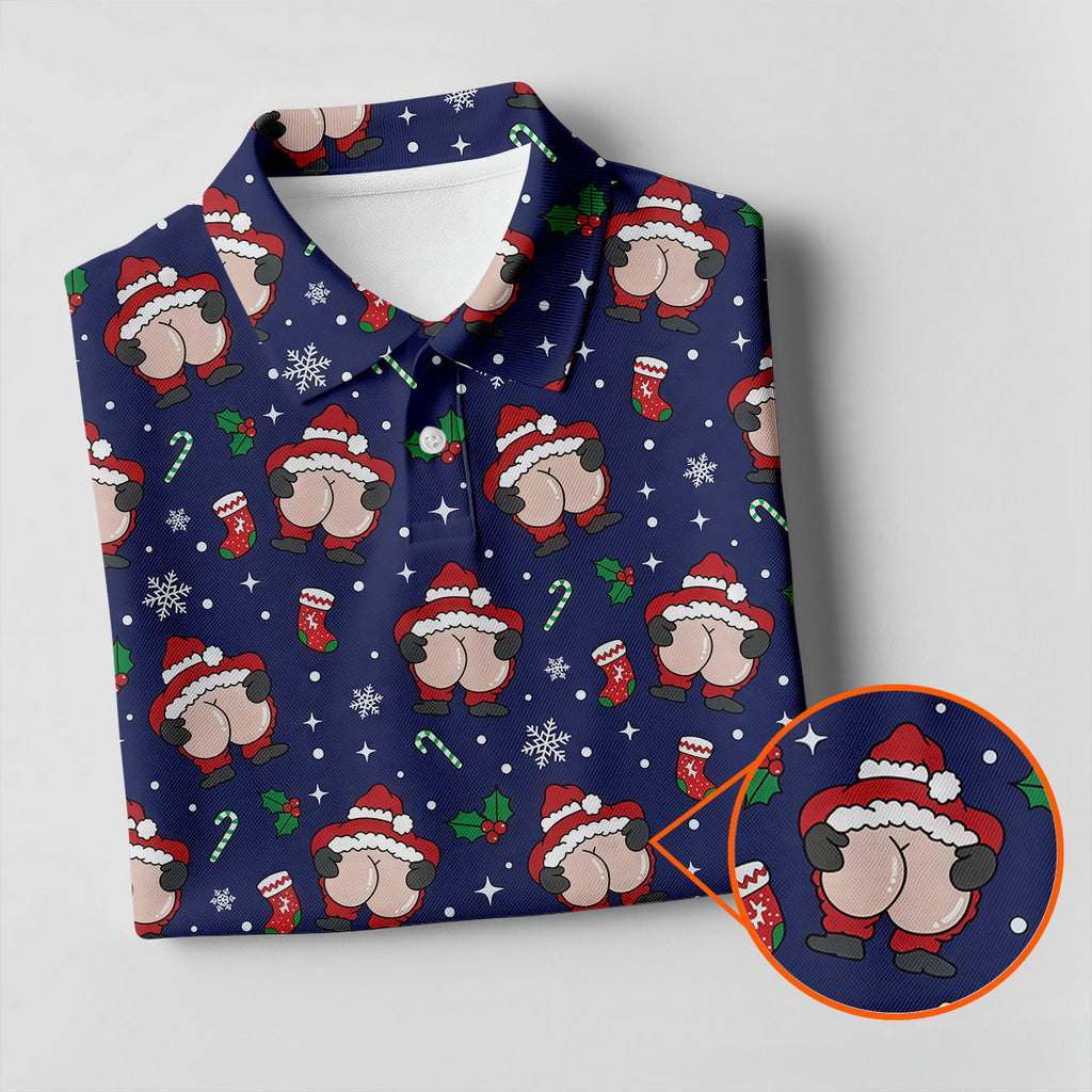 Funny Santa Christmas Golf Tops For Men, Christmas Golf Shirt, Polo Shirts For Men, Golfing Apparel