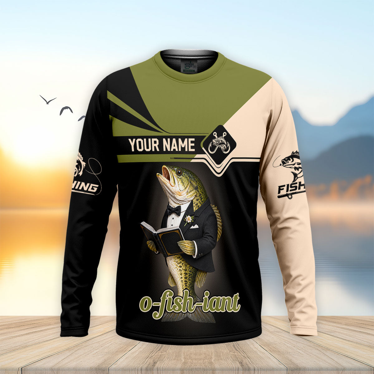 O Fish Iant Wedding Bass UPF Shirt, Long Sleeve Fishing Shirt, Fishing Shirts For Men