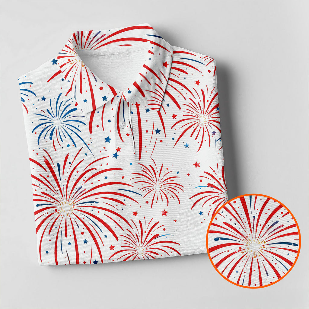 Funny Flamingo American Flag Pattern White Golf Shirt, 250th Anniversary Patriotic Golf Shirt, Golf Shirts For Men