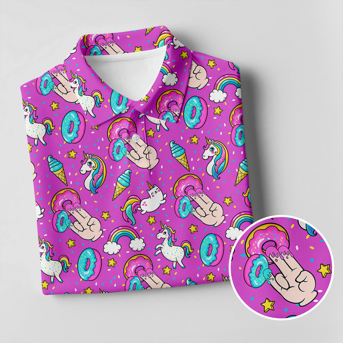 Funny Donut Fingers Pink Adult Humor Mens Golf Shirts, Polo Shirts For Men, Valentines Golf Gift
