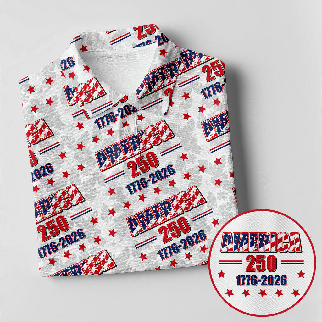 America 250 Tropical Floral 4th Of July Golf Shirt, Patriotic Golf Shirt, Golf Shirts For Men