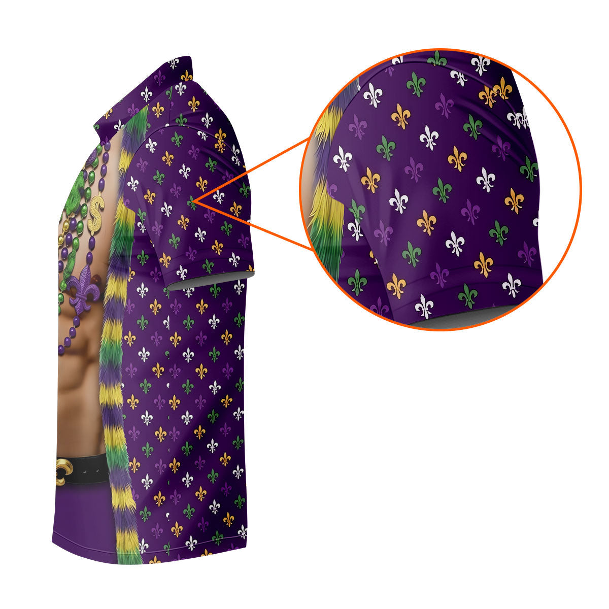 Funny 3D Print Mardi Gras Fleur De Lis Purple Golf Shirt, Golf Tops For Men, Golf Shirts For Men