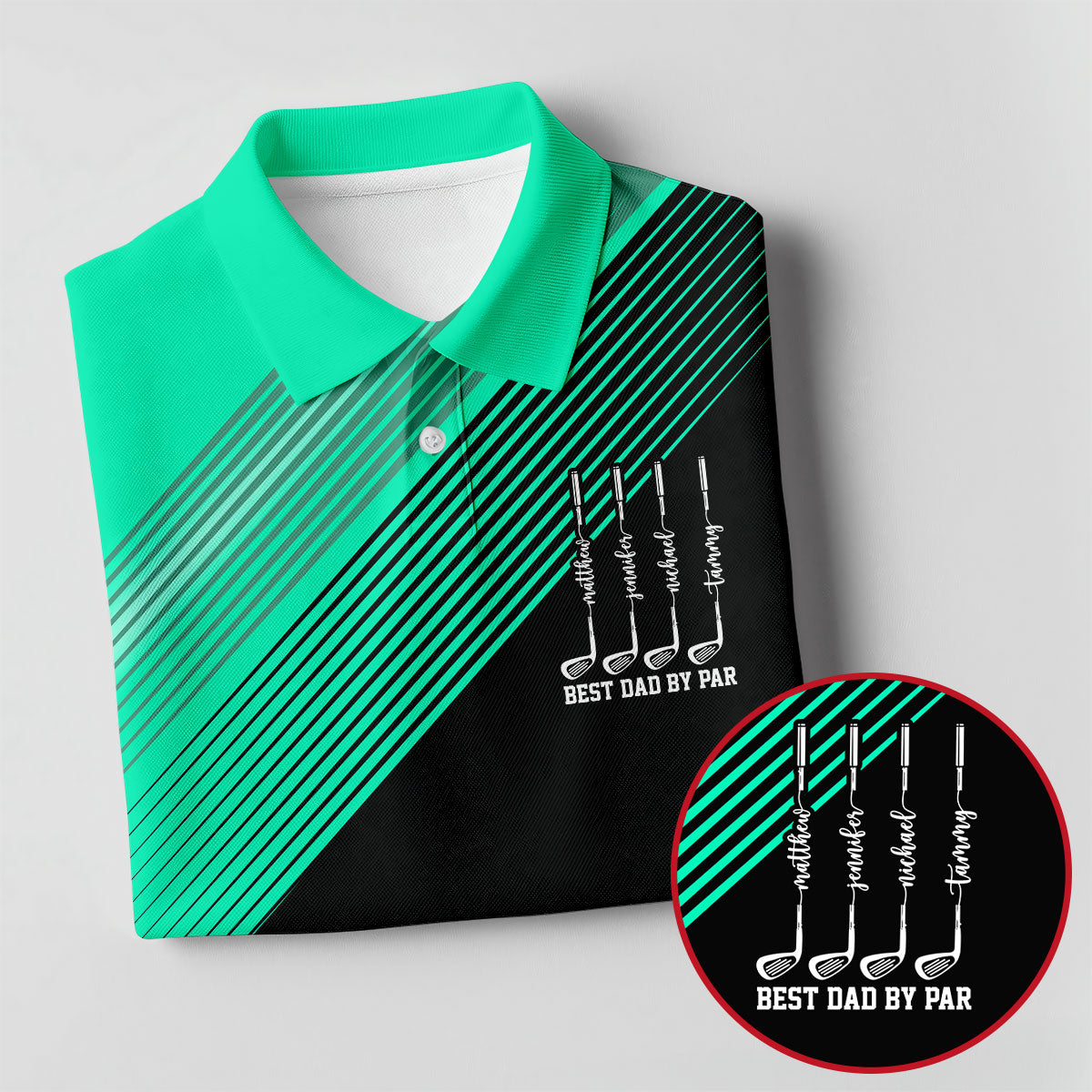 Best Dad By Par Diagonal Striped Father's Day Golf Shirt, Golf Gift For Dad, Polo Shirts For Men