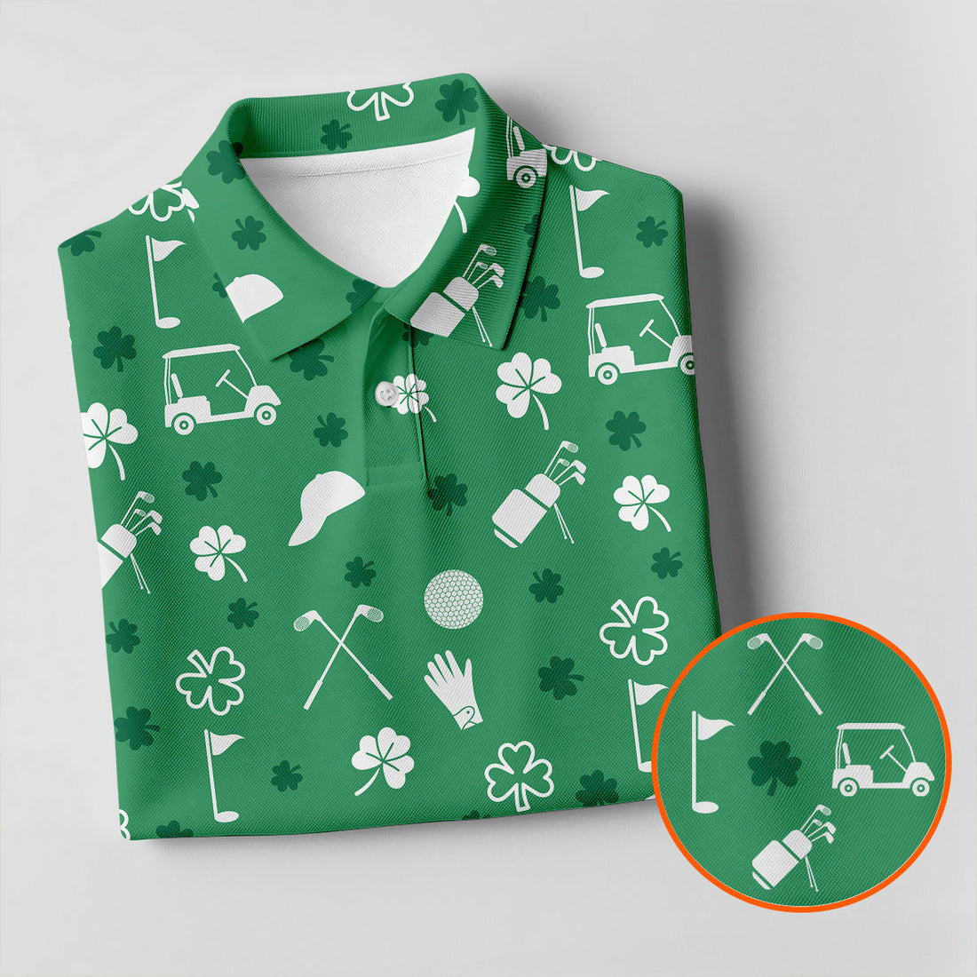 Golf Items Seamless Pattern St. Patrick’s Day Shamrock Golf Shirt, Polo Shirts For Men, Golf Shirts For Men