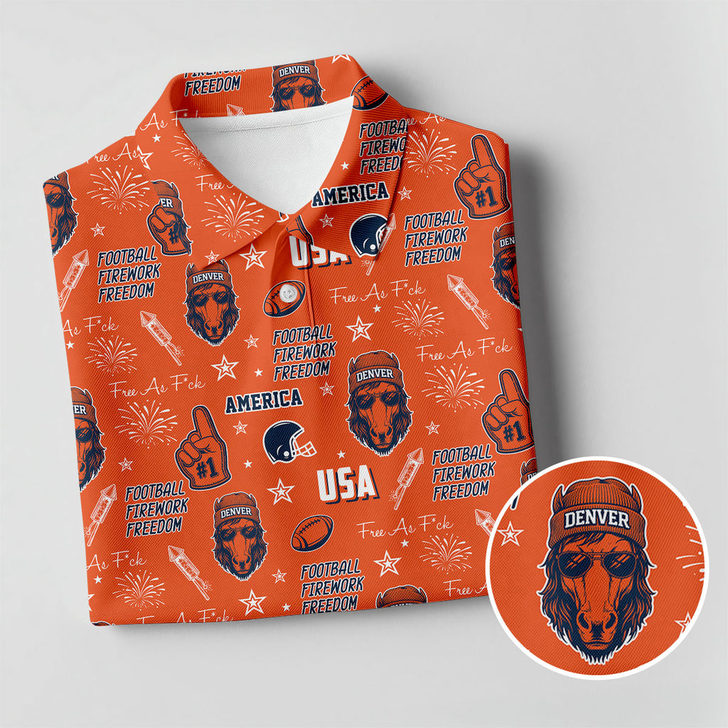 White Horse's Head Orange And Navy Sport Polo, American Football League Gift Ideas For Football Fans