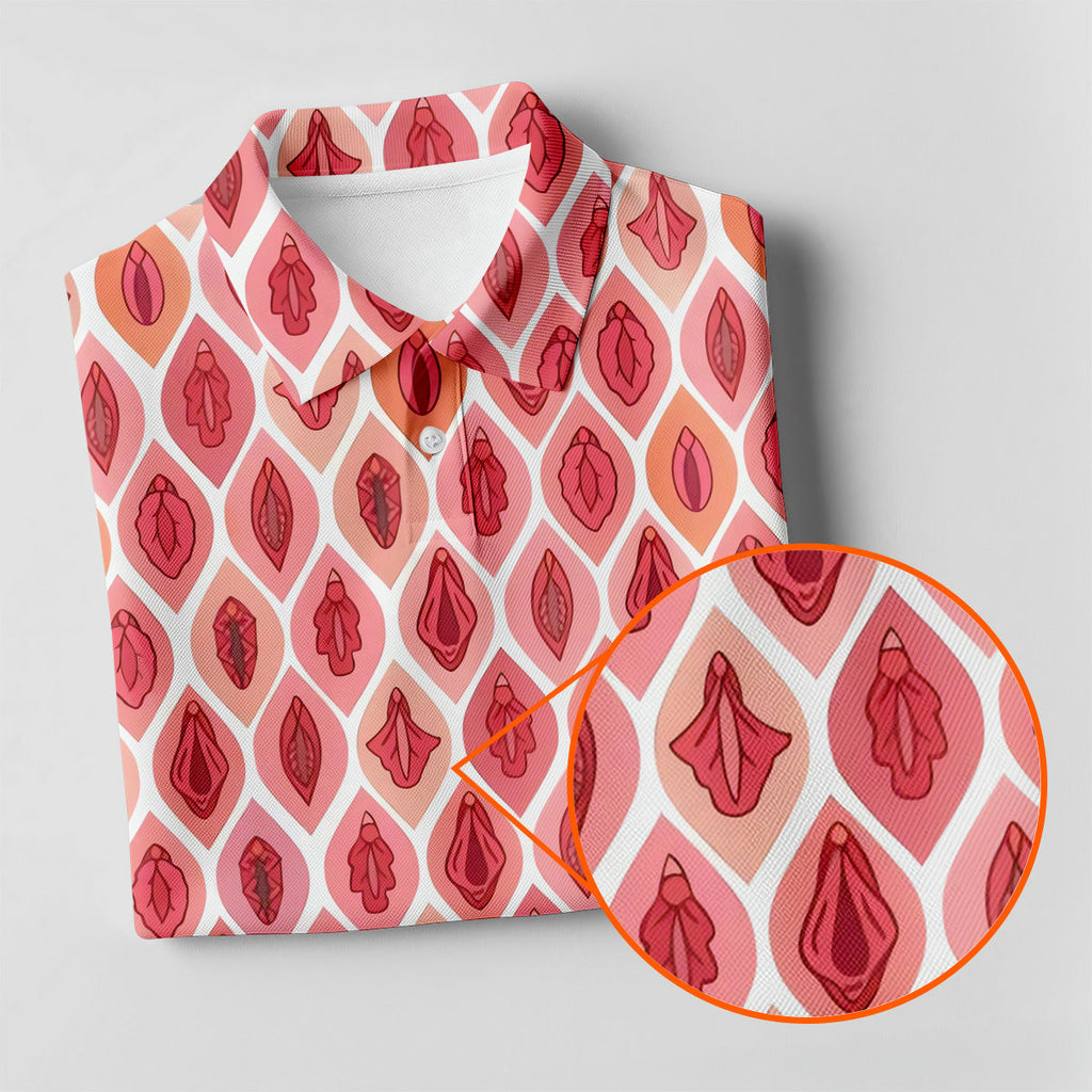 Funny Geometric Pink Golf Shirt, Fun Golf Shirts For Men, Golfing Apparel, Golf Shirts For Men