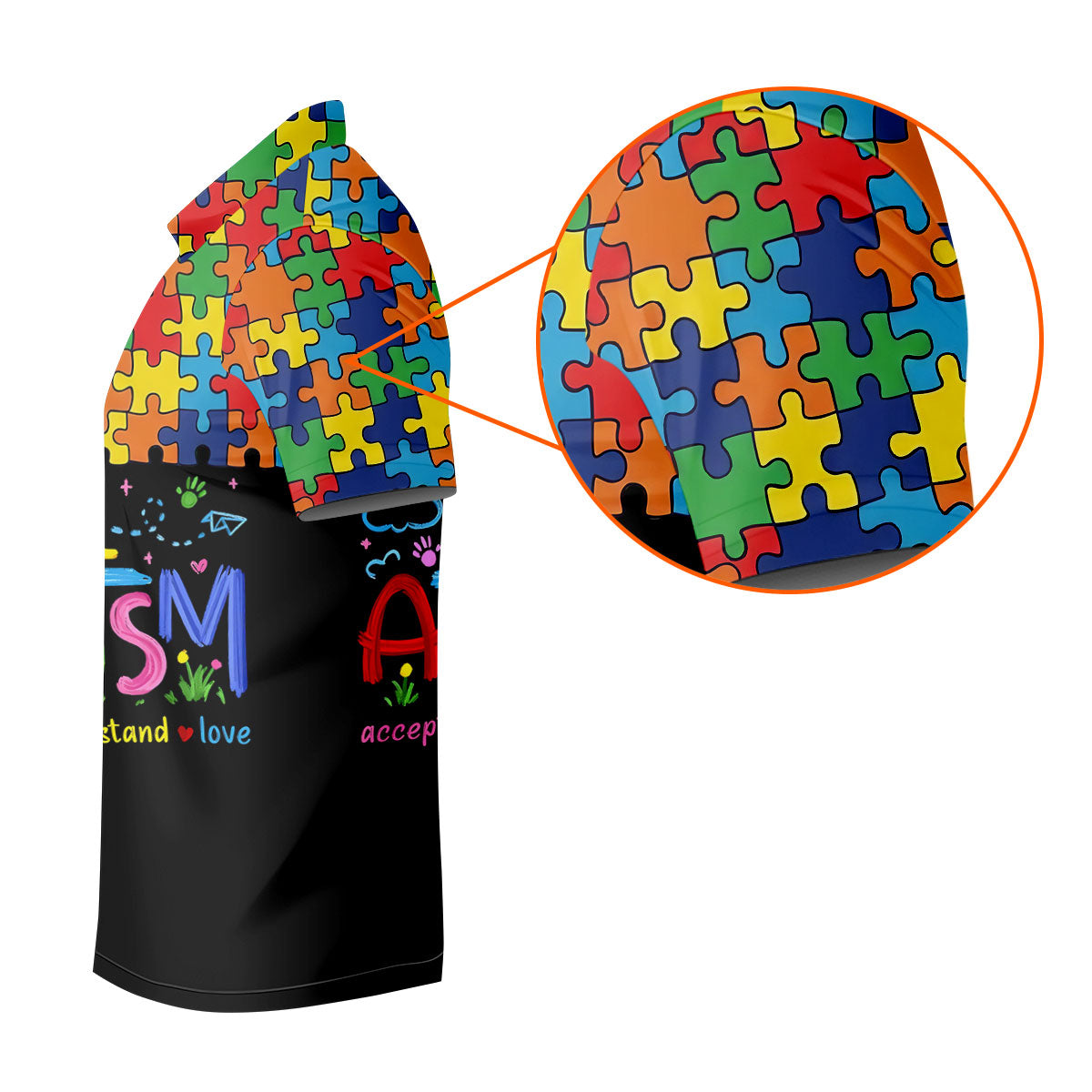 Awareness Accept Understand Love Colorful Puzzle Golf Shirt, Polo Shirts For Men, Golf Shirts For Men