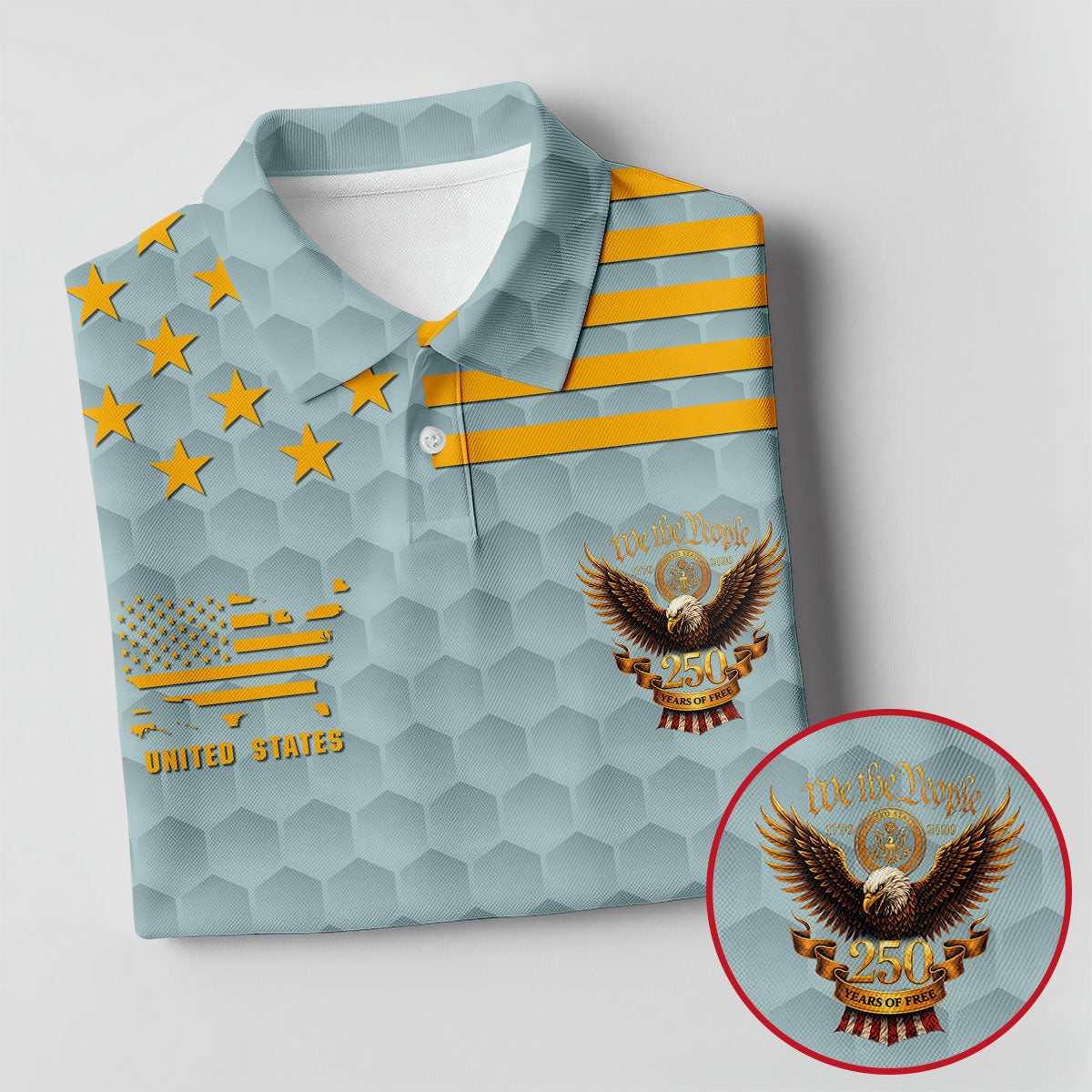Air Force Veteran We The People 250 Years Of Free 4th Of July Golf Shirt, Golf Shirts For Men