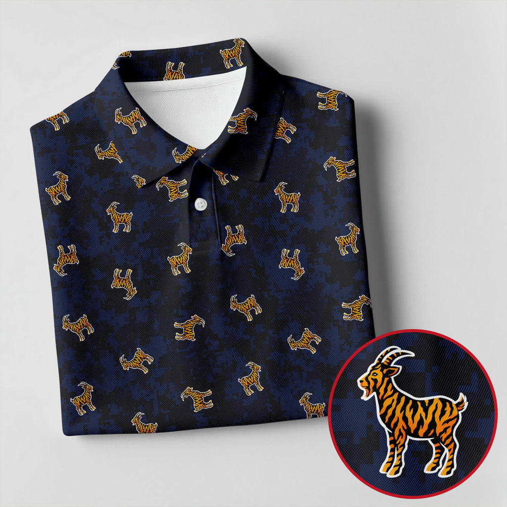Tiger Goat Digital Camouflage Funny Golf Shirt, Polo Shirts For Men, Golf Shirts For Men