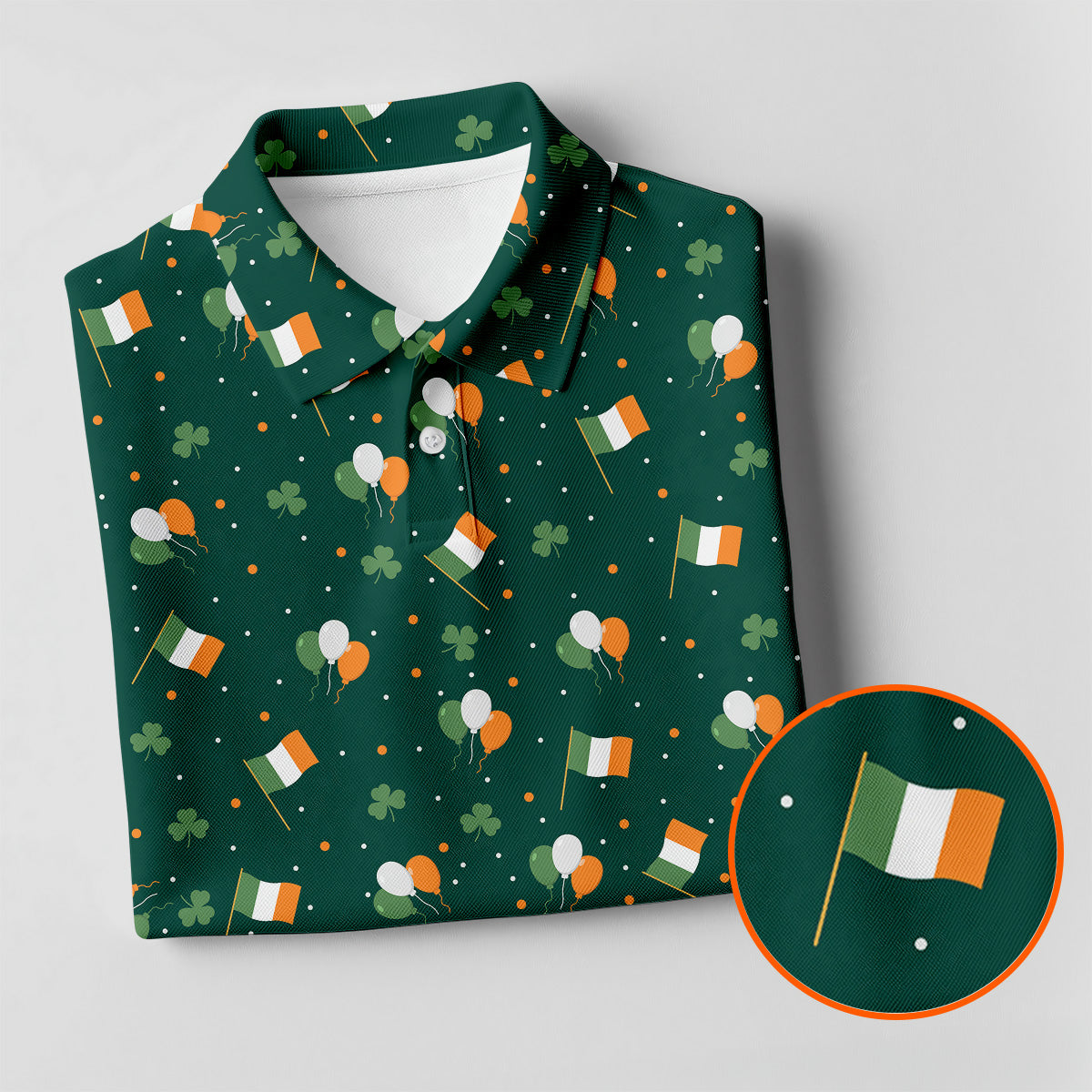 Blue White Orange Confetti Balloons Irish Flag St Patrick's Day Golf Shirt, Golf Gift For Men, Golf Shirts For Men