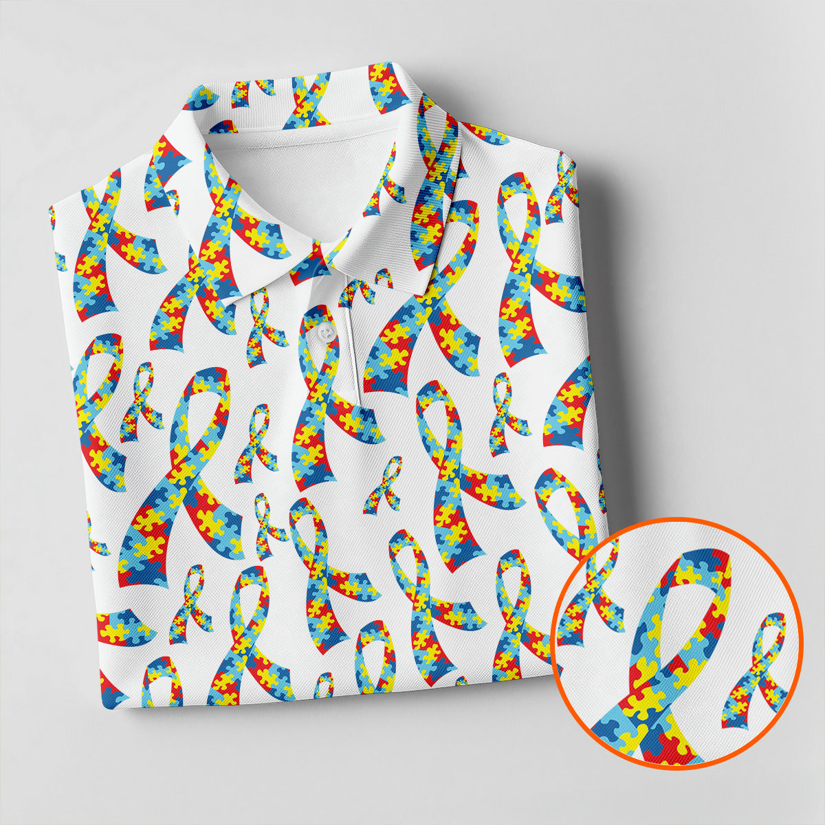Autism Awareness Ribbon Golf Tops For Men, Autism Ribbon Polo Shirts For Men, Golf Shirts For Men