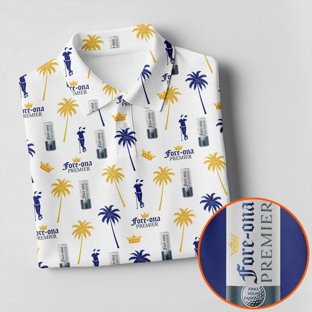 Fore-ona Premier Find Your Fairway Golfer Drinking Men's Funny Golf Shirts, Golf Shirts For Men
