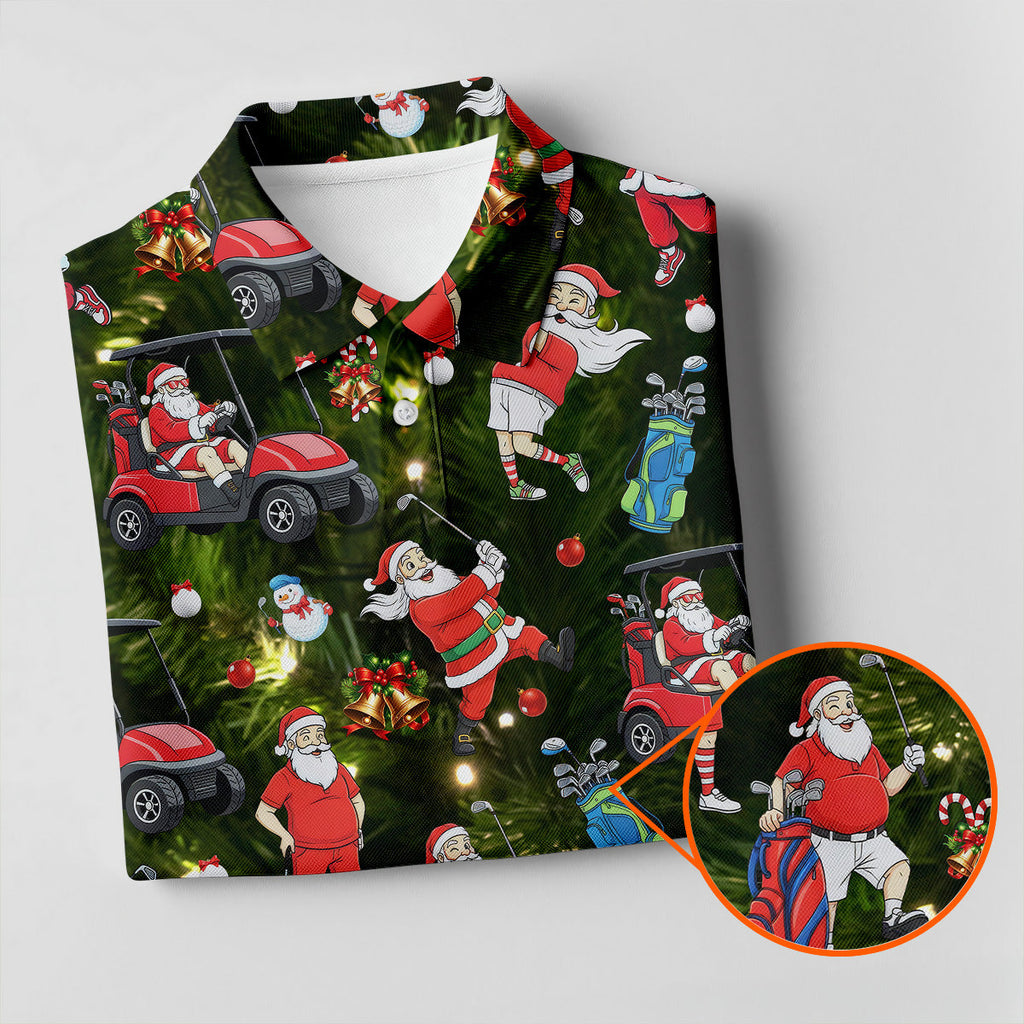 Funny Santa Claus Golf Pose Golf Tops For Men, Polo ShirtFor Men, Christmas Golf Shirt, Mens Golf Gift