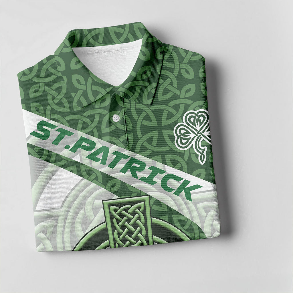 St Patrick's Day Celtic Knotwork Pattern Shamrock Golf Shirt, Polo Shirts For Men, Golf Shirts For Men