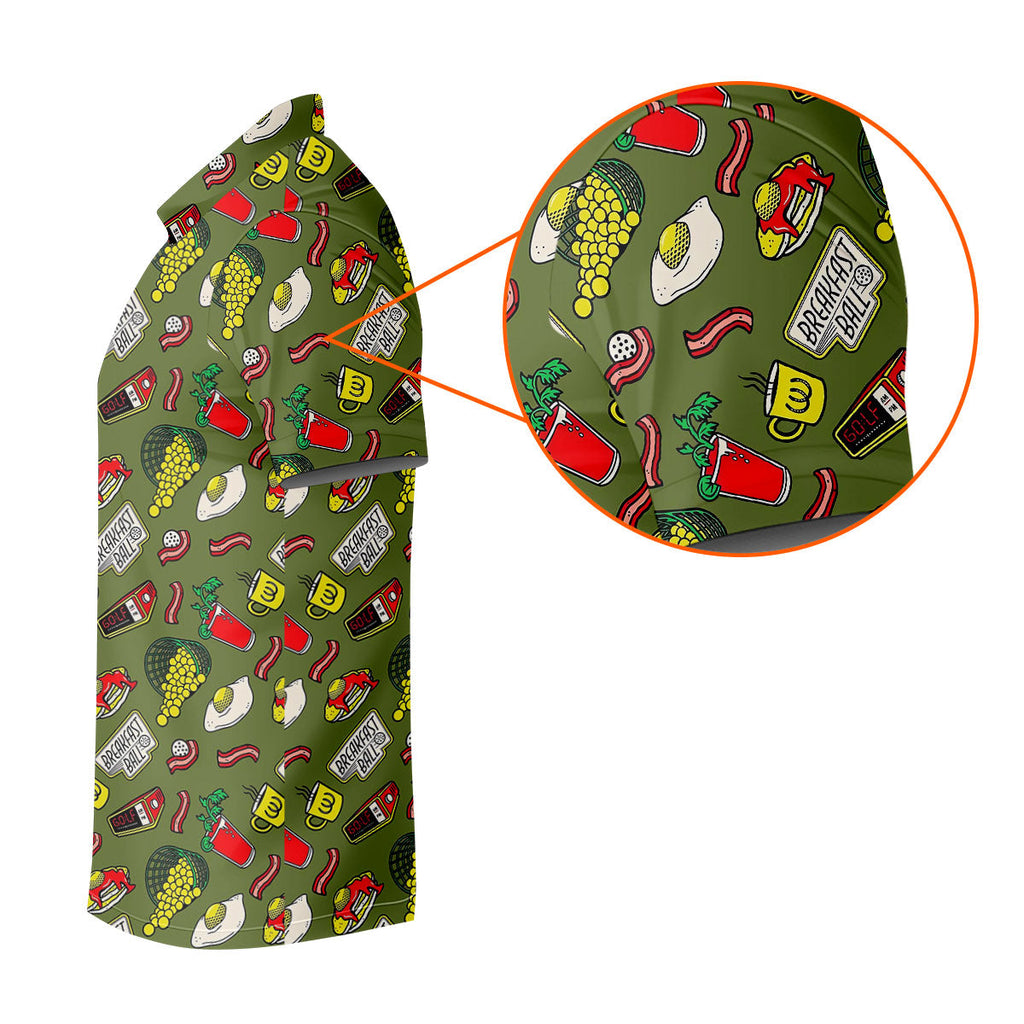 Breakfast Balls Golf Tops For Men, Men's Funny Golf Shirts, Golf Shirts For Men, Polo Shirts For Men