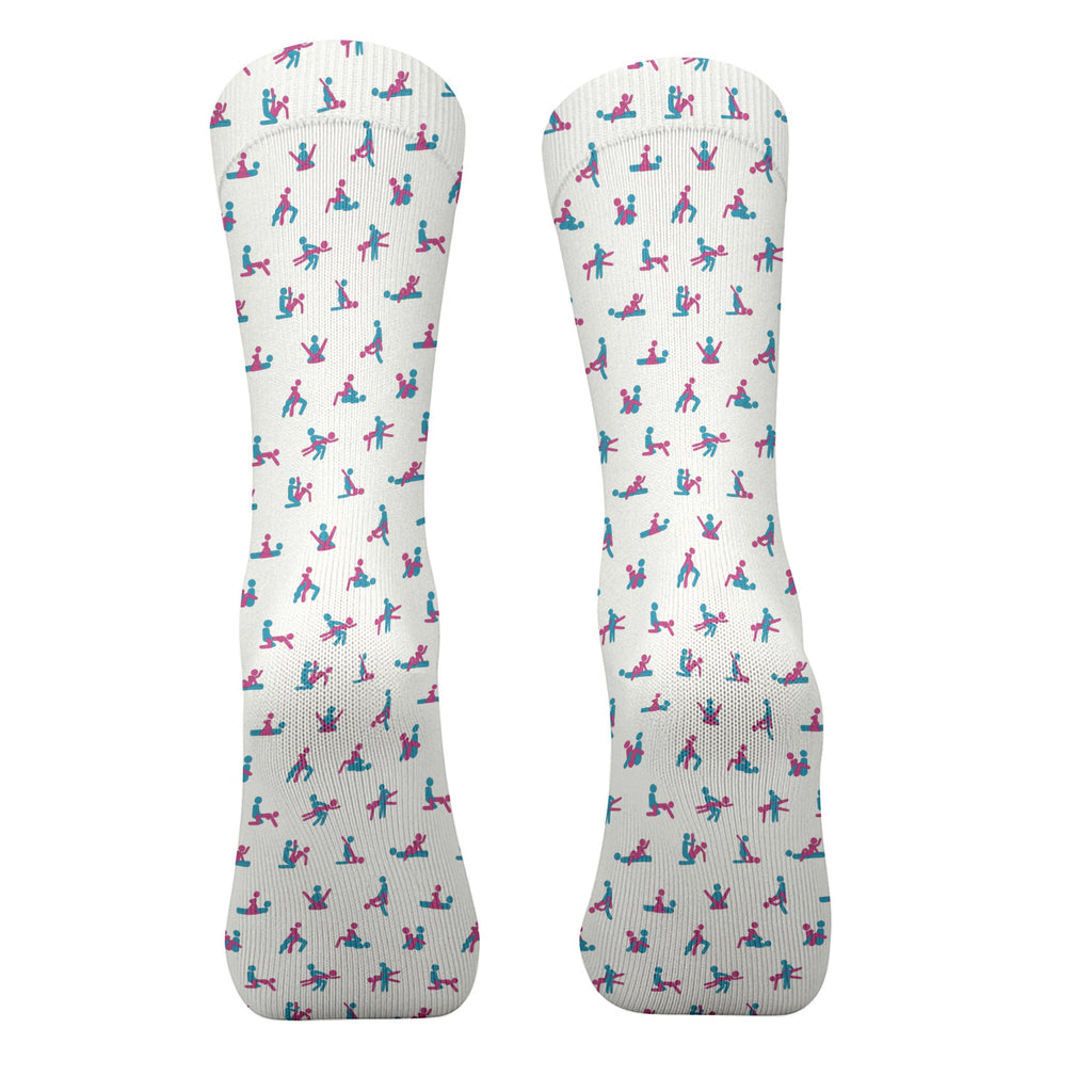 Blue And Pink Naughty Stick People White Golf Socks, Funny Golf Socks, Golf Accessory
