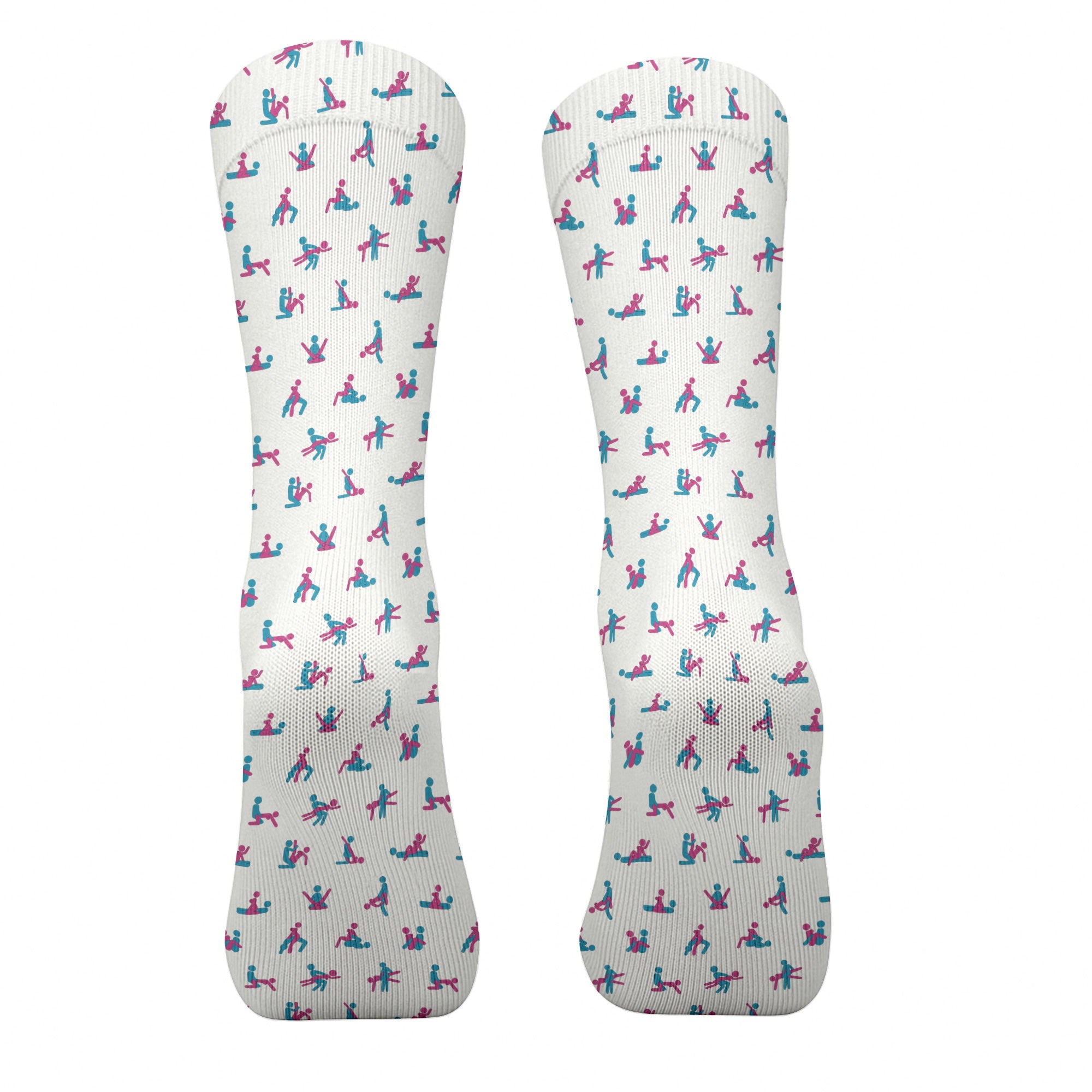 Blue And Pink Naughty Stick People White Golf Socks, Funny Golf Socks, Golf Accessory