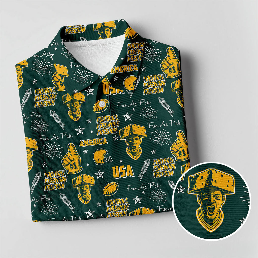 Cheesehead Dark Green And Gold Sport Polo, American Football League Gift Ideas For Football Fans