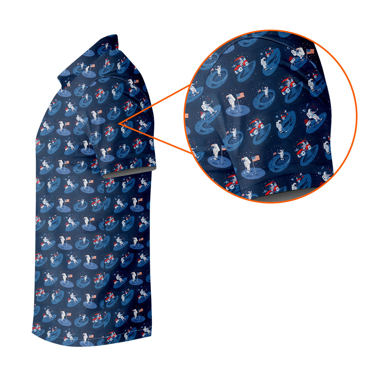 One Small Putt For Man Astronaut Golf US Flag Golf Tops For Men, Golf Shirts For Men