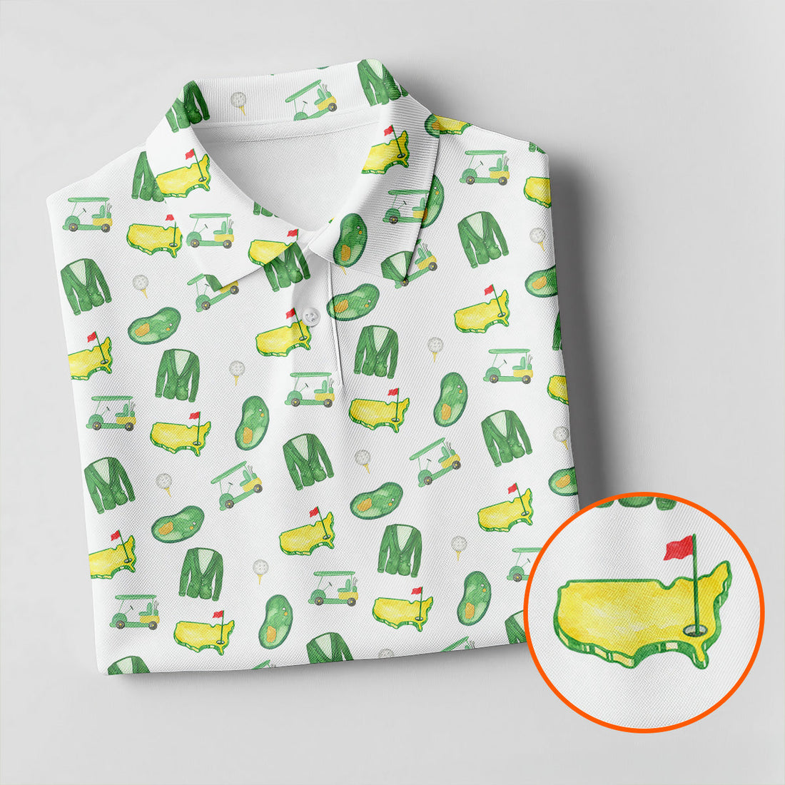 Master Golf Seamless Pattern White Golf Shirt, Cool Golf Shirt, Polo Shirts For Men, Golf Shirts For Men