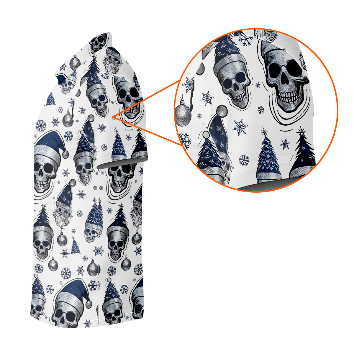 Vintage Skull Christmas Golf Shirt, White Polo Shirt Mens, Cool Golf Gift, Golf Shirts For Men