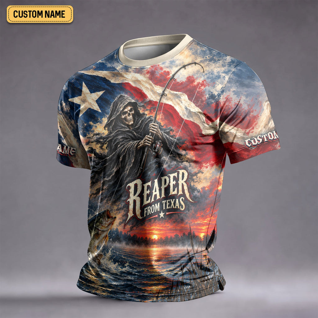 Reaper From Texas Bass Fishing UPF Shirt, Fishing Jersey, Fishing Apparel For Men