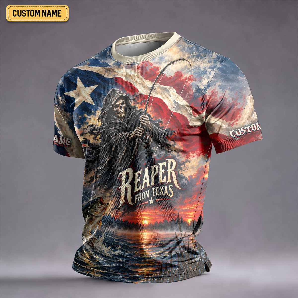 Reaper From Texas Bass Fishing UPF Shirt, Fishing Jersey, Fishing Apparel For Men