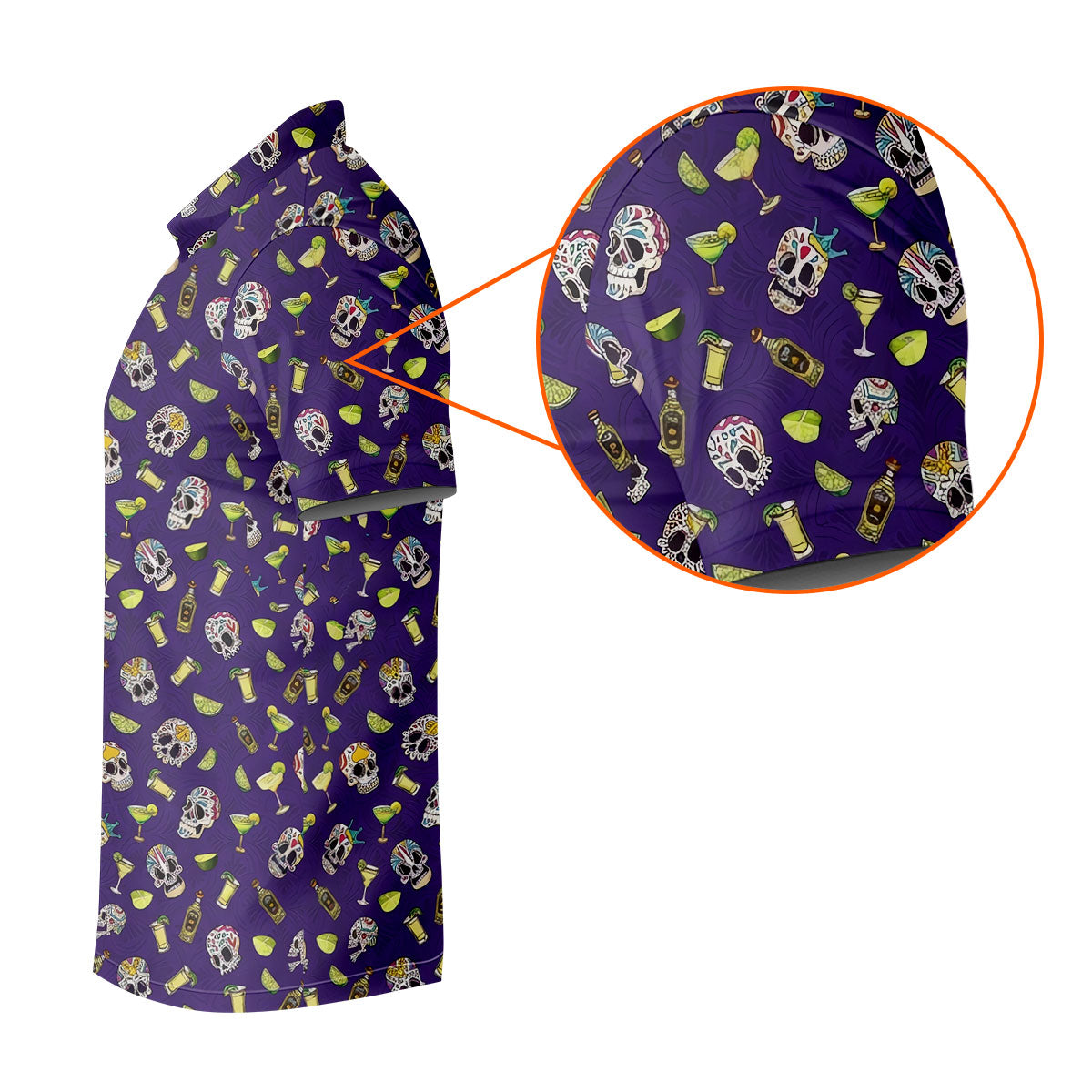 Decorated Sugar Skulls Cinco De Mayo Celebration Fiesta Themed The Purple Haze Golf Shirts For Men