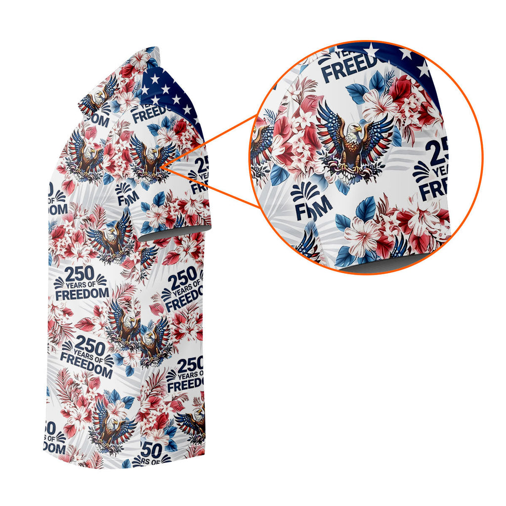 America 250 Years Of Freedom Tropical Vibe Patriotic Golf Shirt, 4th Of July Golf Shirt, Golf Shirts For Men