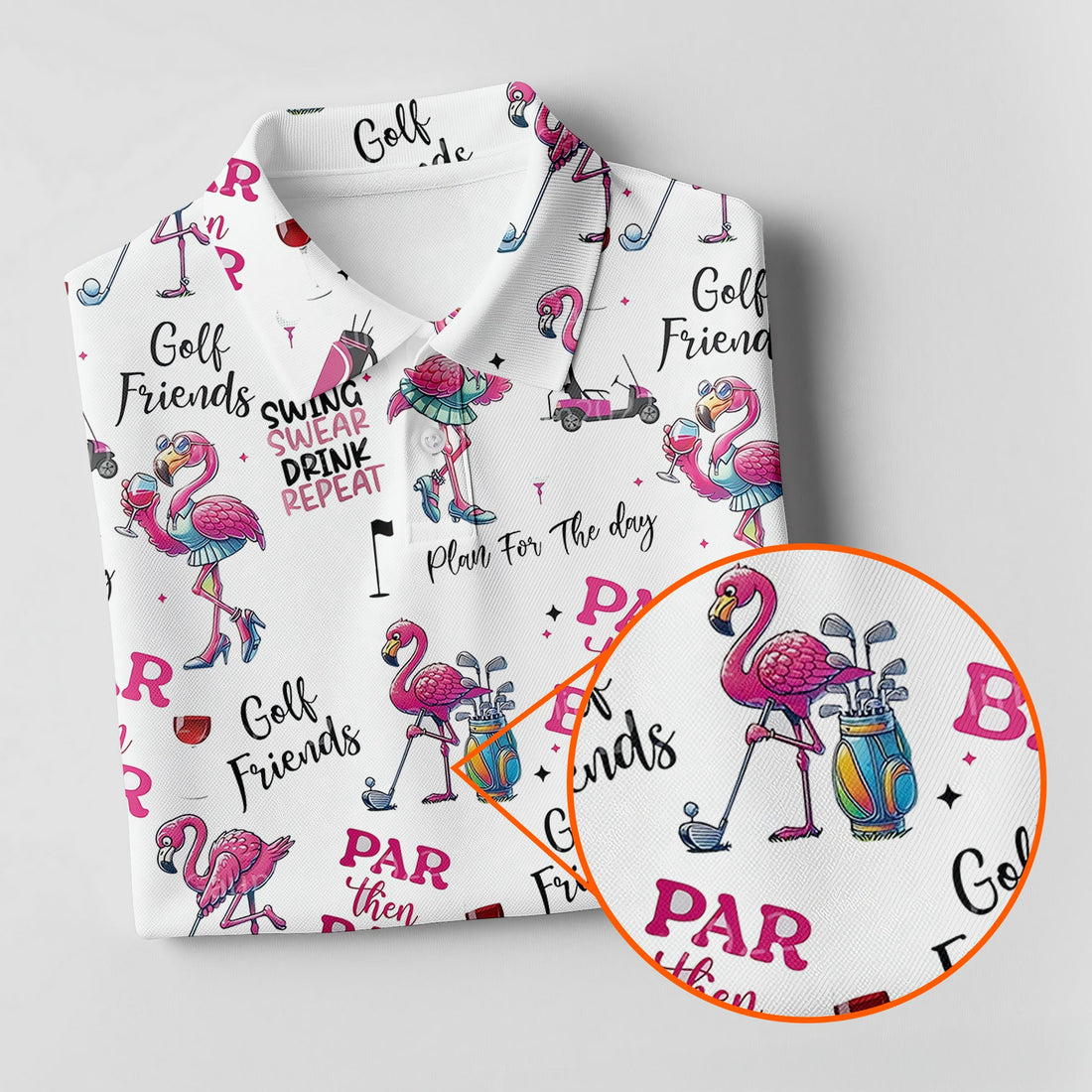 Par Then Bar Flamingo Funny Womens Golf Polo Shirt, Custom Ladies Golf Shirt
