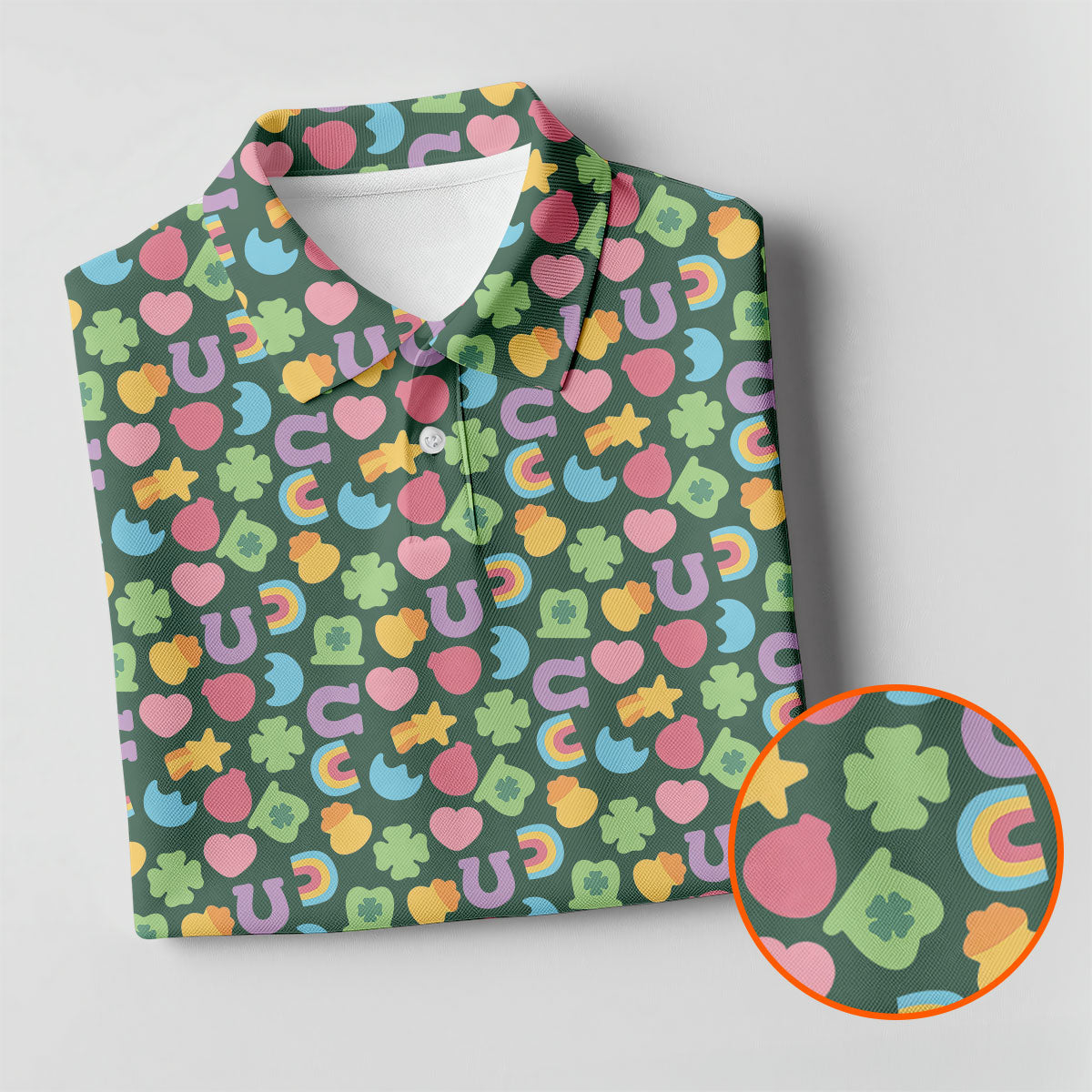 St Patrick's Day Lucky Charms Green Golf Shirt, Cute Golf Outfit, Polo Shirts For Men, Golf Shirts For Men