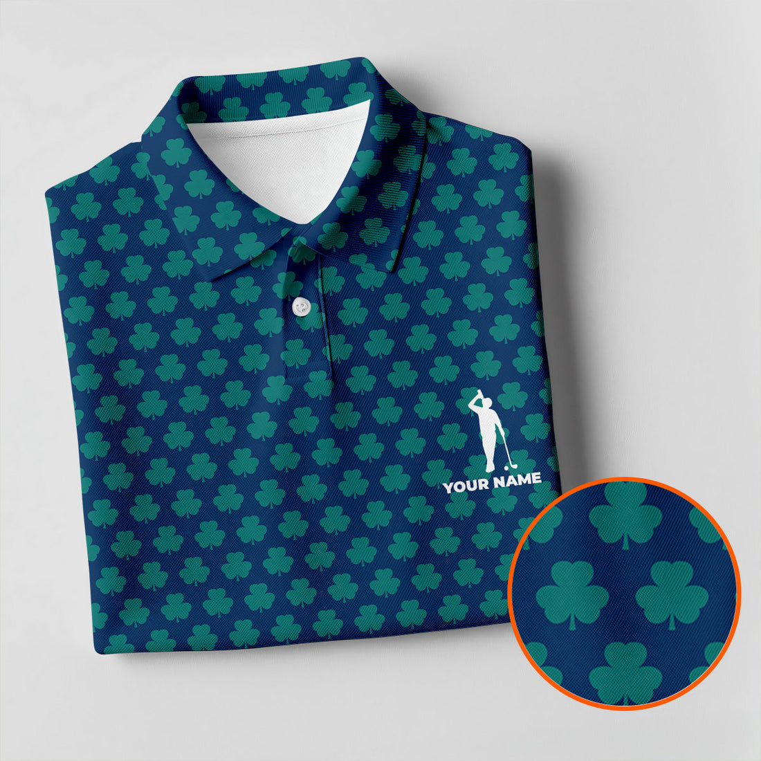 Three Leaf Clover Seamless Pattern St Patrick's Day Golf Shirt, Polo Shirts For Men, Golf Shirts For Men