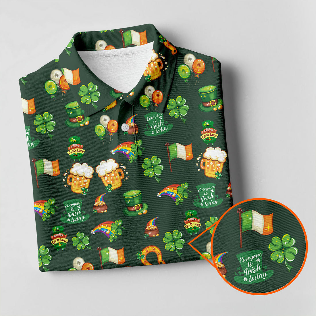 Everyone Is Irish Today Shamrock St Patrick's Day Dark Green Golf Shirt, Polo Shirts For Men, Golf Shirts For Men