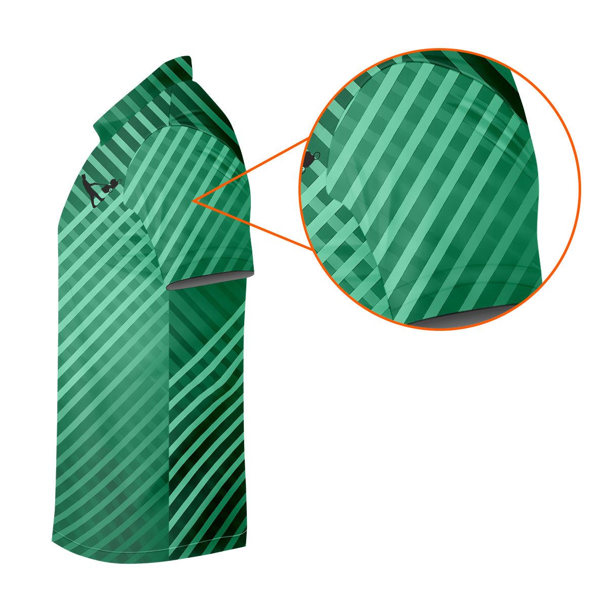 Green And White Striped Pattern Golf Tops For Men, Performance Golf Shirt, Polo Shirts For Men