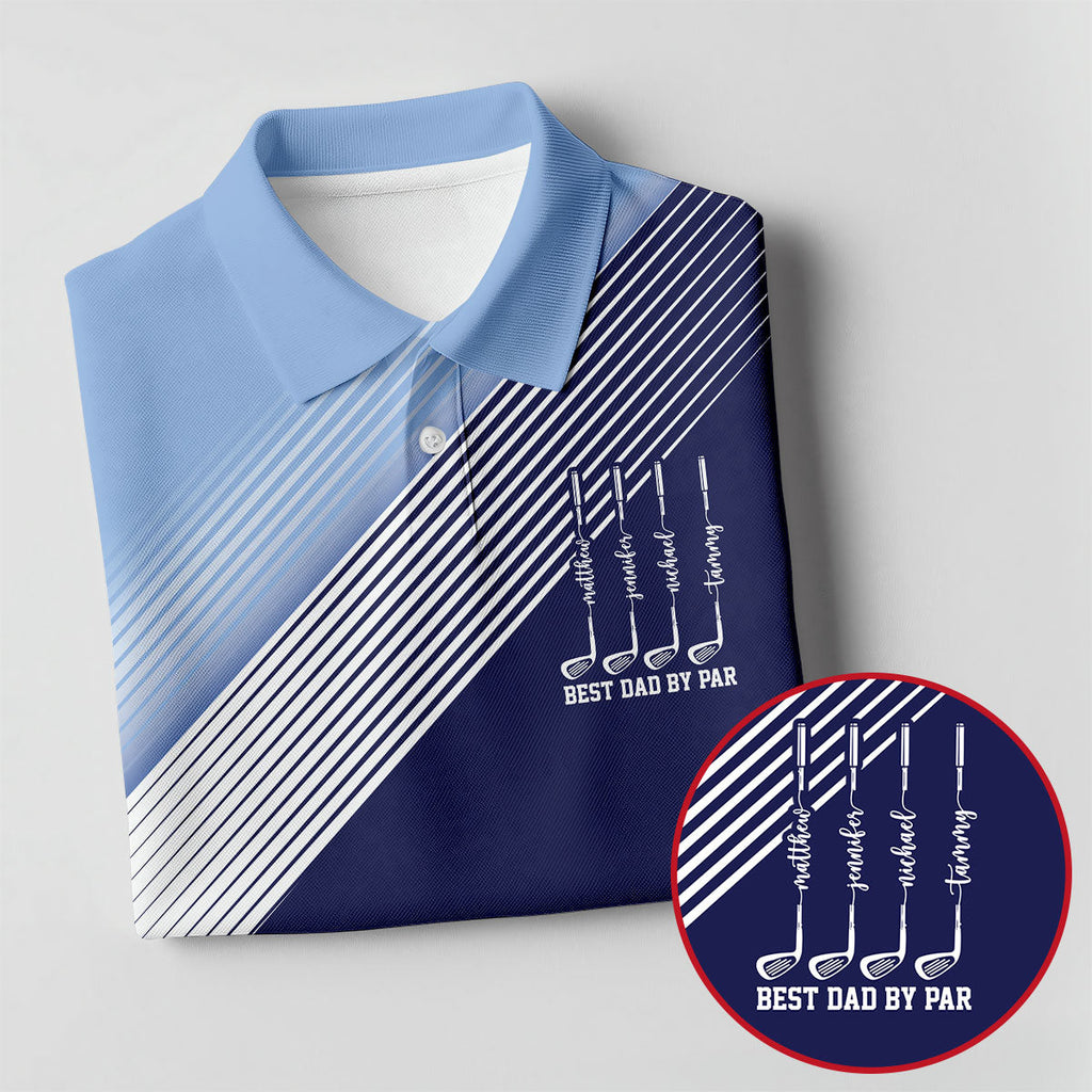Best Dad By Par Diagonal Striped Father's Day Golf Shirt, Golf Gift For Dad, Polo Shirts For Men