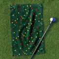 Christmas Colorful Lights Green Golf Towel, Funny Golf Towels, Christmas Golf Gift, Golfing Accessories