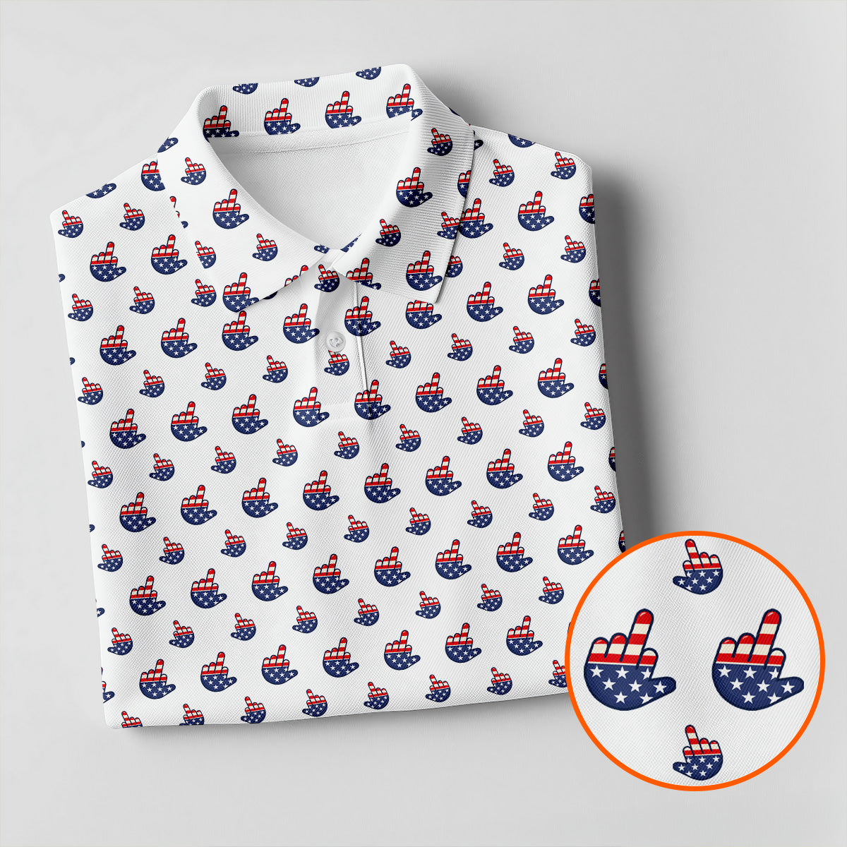 Funny Middle finger US Flag Pattern 250th Anniversary White Golf Shirt, 4th Of July Golf Shirts For Men