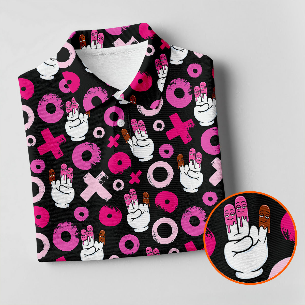 Chocolate Fingers Adult Humor XOXO Fun Golf Shirts For Men, Valentines Golf Gift, Polo Shirts For Men