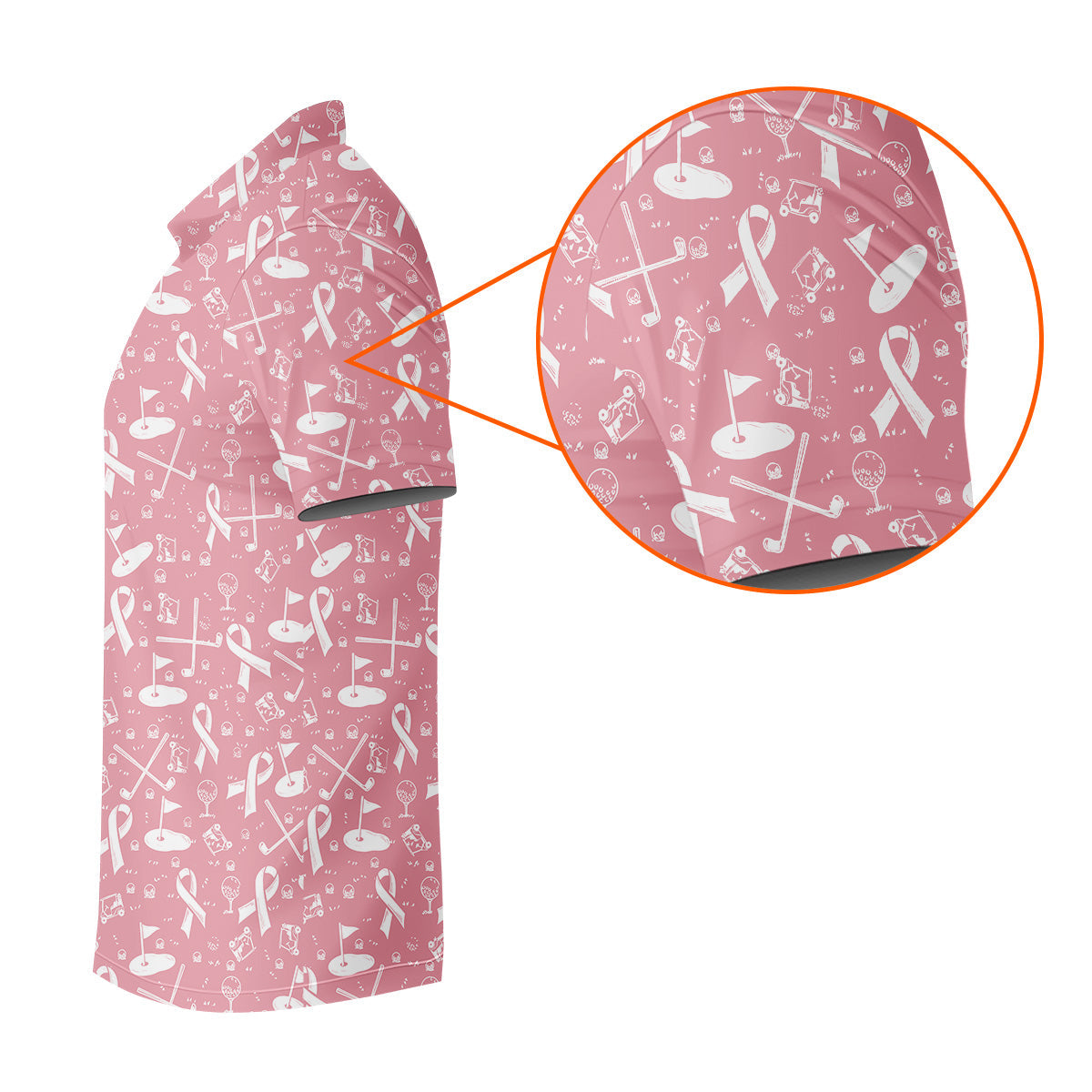 Awareness Ribbon Light Pink And White Golf Shirt, Cancer Awareness Shirt, Ladies Golf Shirts