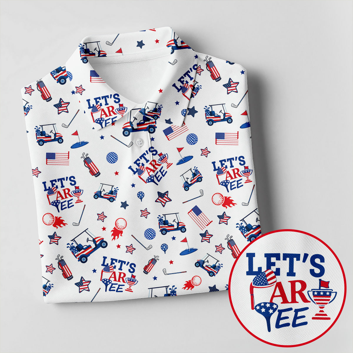 Let's Par Tee US Flag Pattern Patriotic 4th Of July Funny Golf Shirt, 250th Anniversary Golf Shirts For Men