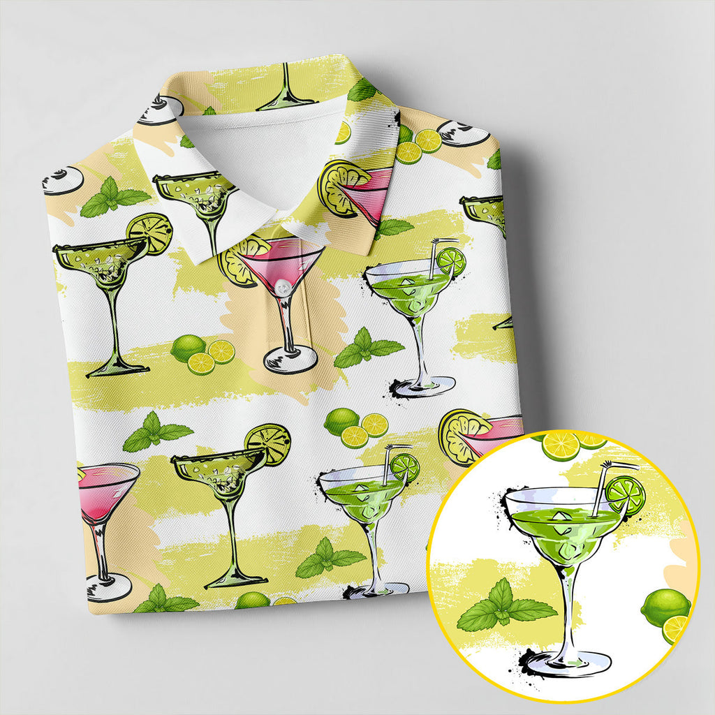 Cocktail Margarita Summer Party Men's Polo ShirtCinco De Mayo Celebration Fiesta Golf Shirt For Men