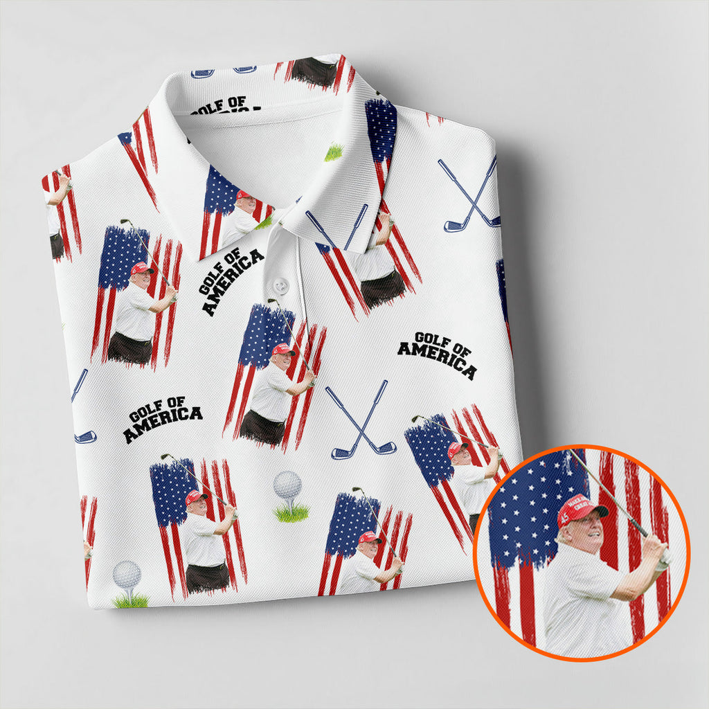 Golf Of America Patriotic Golf Shirt, Men's Funny Golf Shirts, 250 Years 4th Of July Golf Shirts For Men