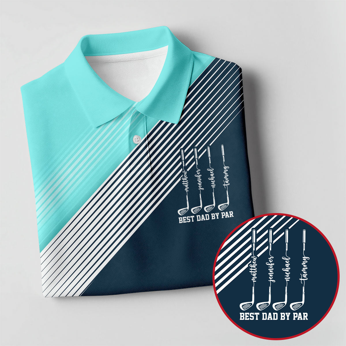 Best Dad By Par Diagonal Striped Father's Day Golf Shirt, Golf Gift For Dad, Polo Shirts For Men