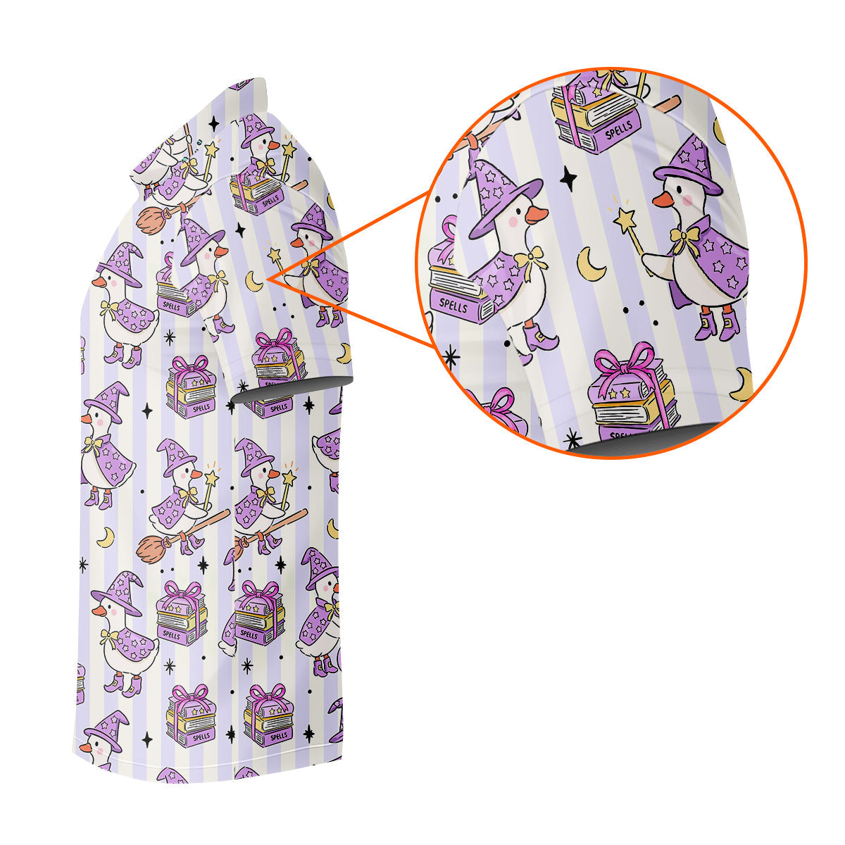 Halloween Witch Goose Purple Pastel Fun Golf Shirts For Men, Polo Shirts For Men, Golfing Apparel