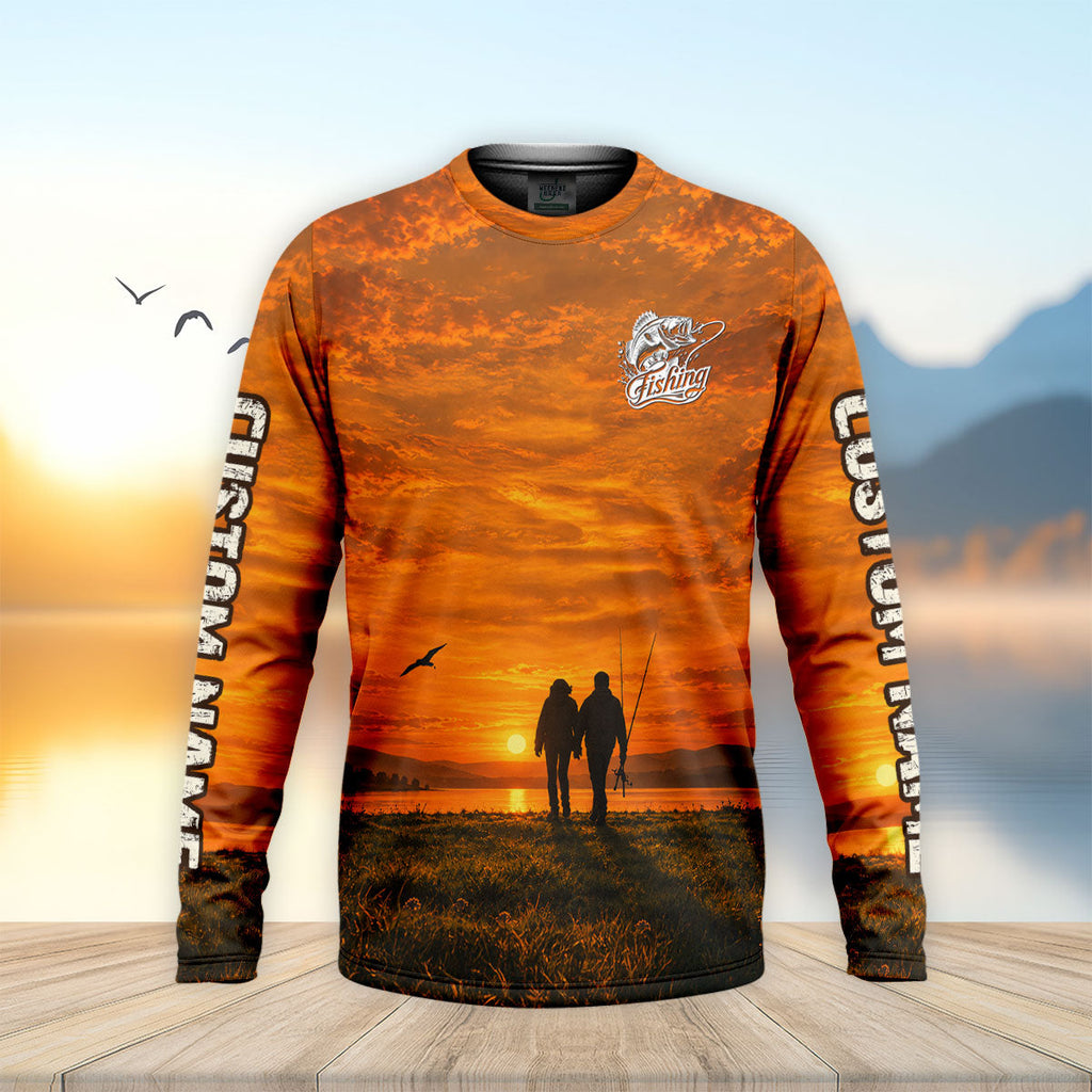 My Wife Is Still My Best Catch Sunset Fishing UPF Shirt, Mens Fishing Shirt, Bass Fishing Shirt