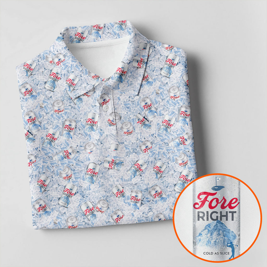 Fore Right Cold As Slice Golf And Beer Men's Funny Golf Shirts, Golf Shirts For Men