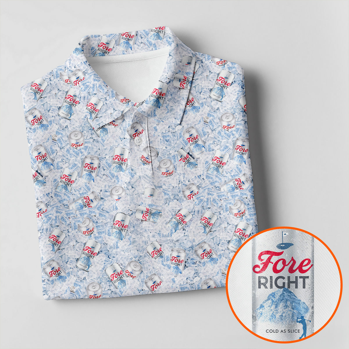 Fore Right Cold As Slice Golf And Beer Men's Funny Golf Shirts, Golf Shirts For Men